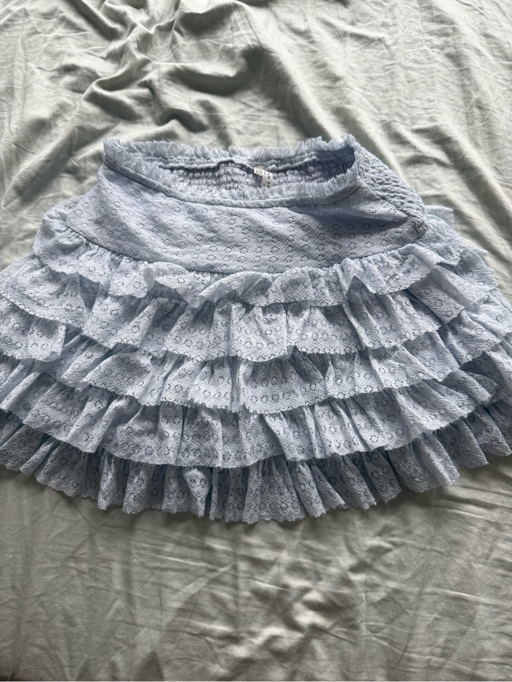 American Eagle Outfitters Pale Blue Lace Ruffle Mini Skirt